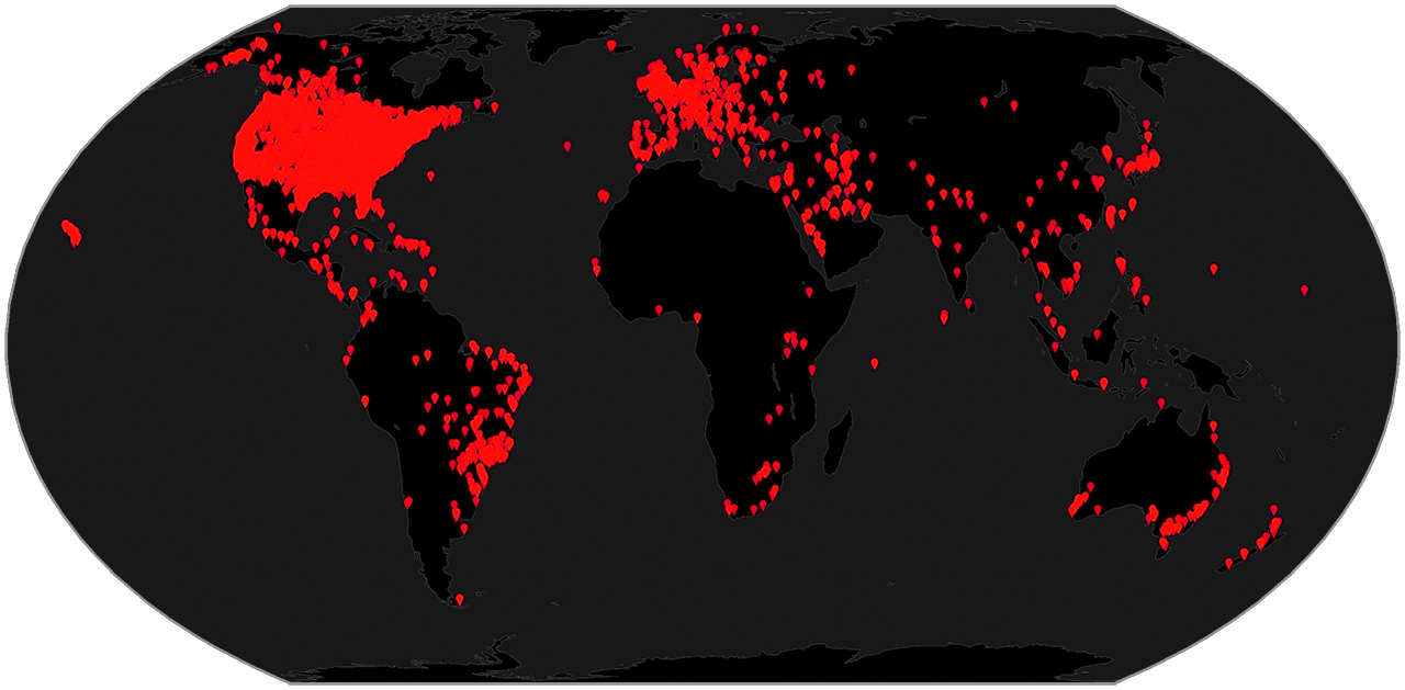 Map of geotagged posts